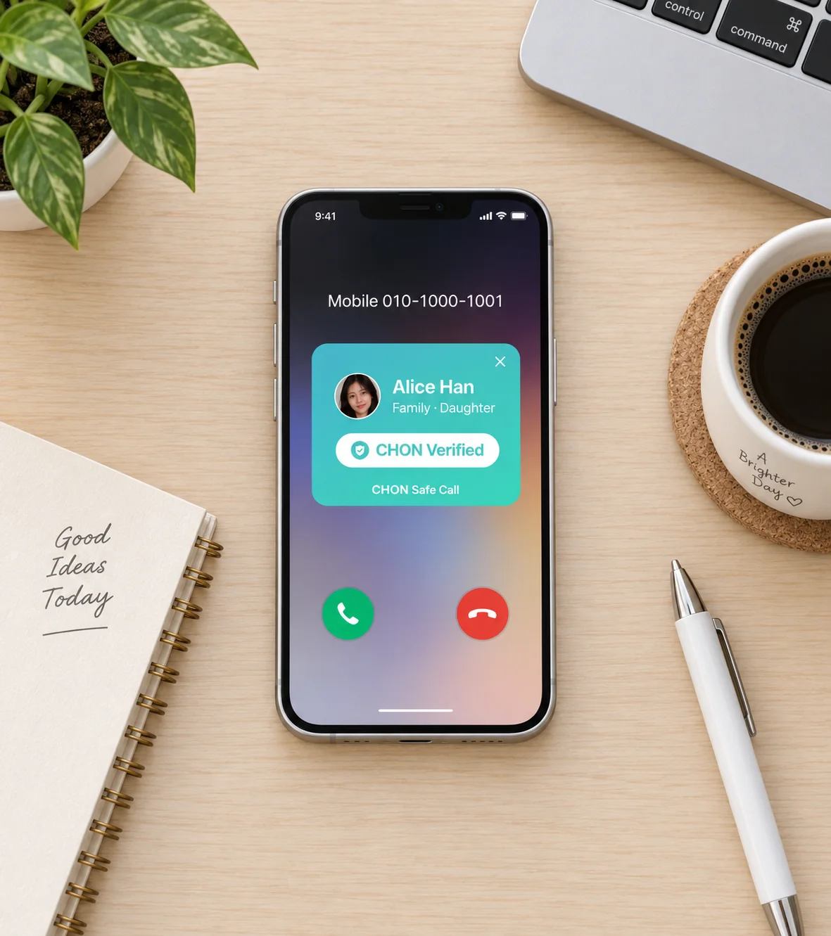 SAFE CALLS — a verified caller on the call screen